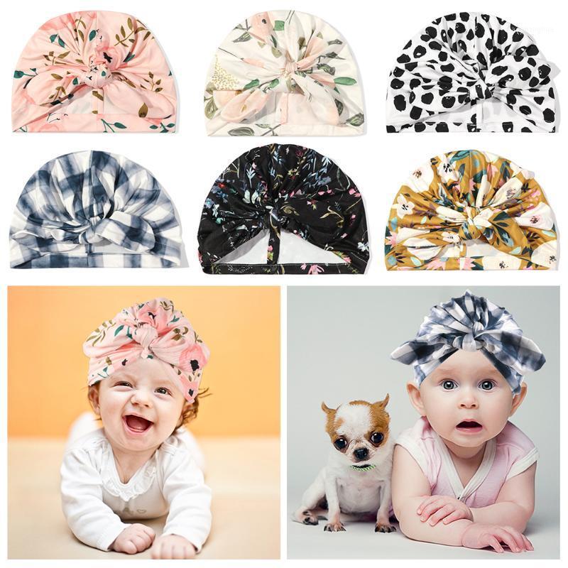 

Newborn Baby Floral Print Beanie Hat Infant Turban Hat Soft Cotton Head Wrap Headband Elastic Cap Lovely Flower Headdress1, 02