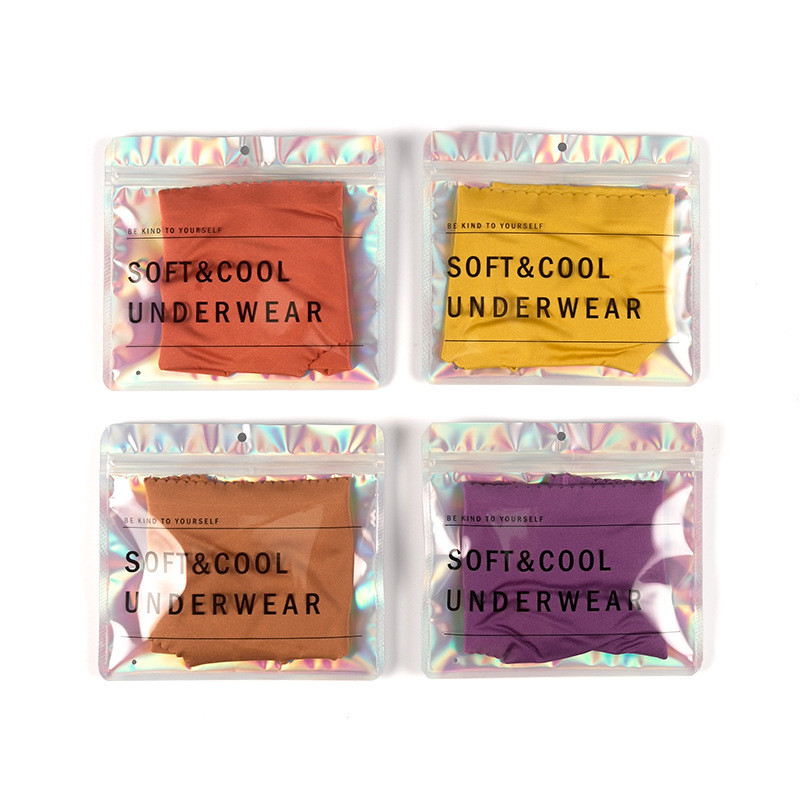 

100Pcs/lot Aluminum Foil Hologram Underwear Bag 18x16cm Flat Waterproof Under Cloth Storage Bag with Hang Hole