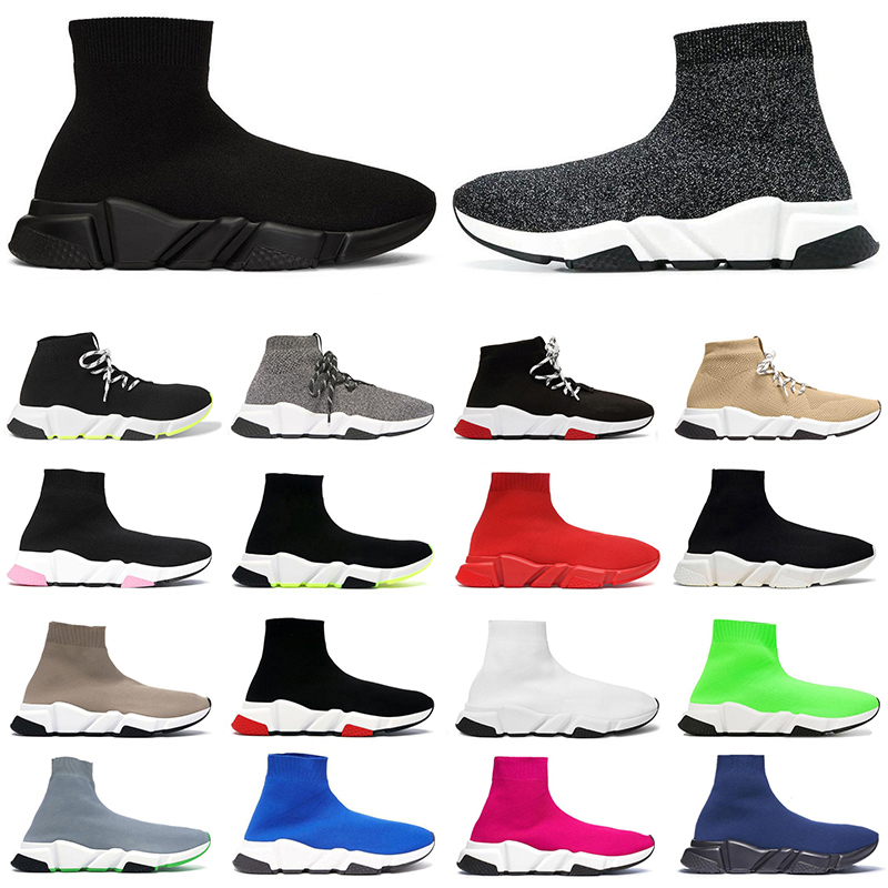 

New sock shoes men women sneakers high top triple Black Red White Cristal Clearsole Yellow Fluo mens fashion trainer casual tennis shoe