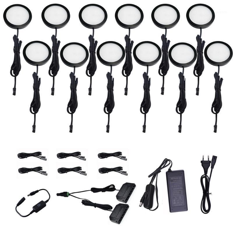 

Black Led Under Cabinet Lamp round 3/4/6/8/12 counter Lights Lighting Kit touch dimmer switch for cupboard Kitchen1