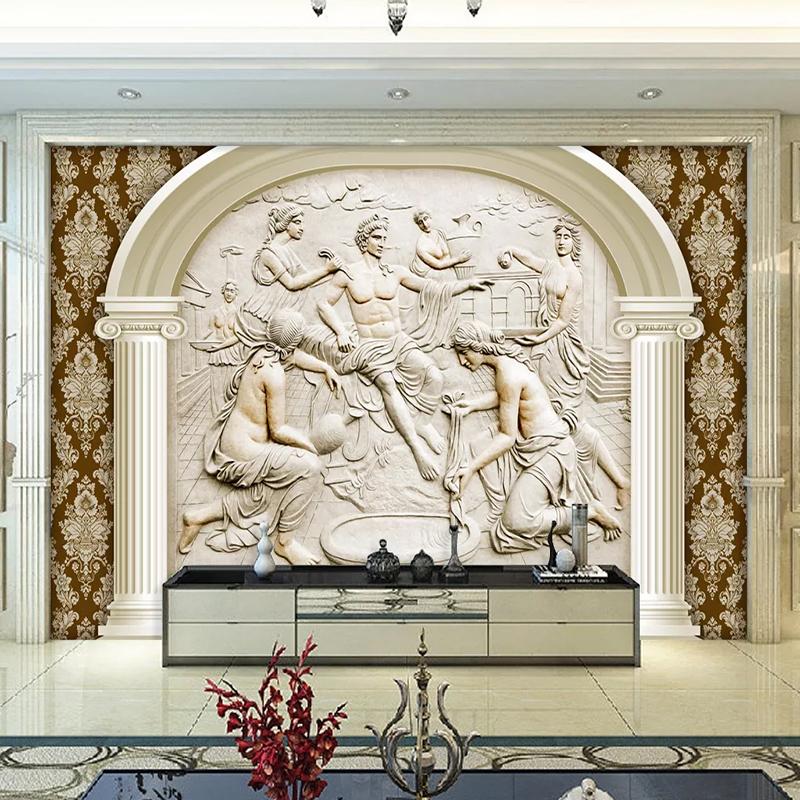 

Photo Wallpaper European Style Classical Roman Figures Mural Wallpaper Living Room Bedroom Home Decor Self-Adhesive Wall Papers, As pic