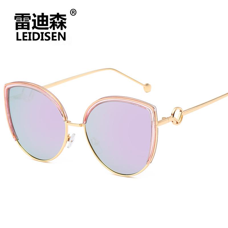 

LEIDISEN New Brand Designer Cateye Sunglasses Women Vintage Metal Glasses For Women Mirror Retro Lunette De Soleil Femme UV400