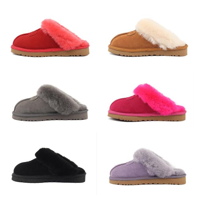 Vente chaude Design classique 5125 Pantoufles chaudes en peau de chèvre en peau de mouton homme femmes garder au chaud pantoufles de neige Beaux