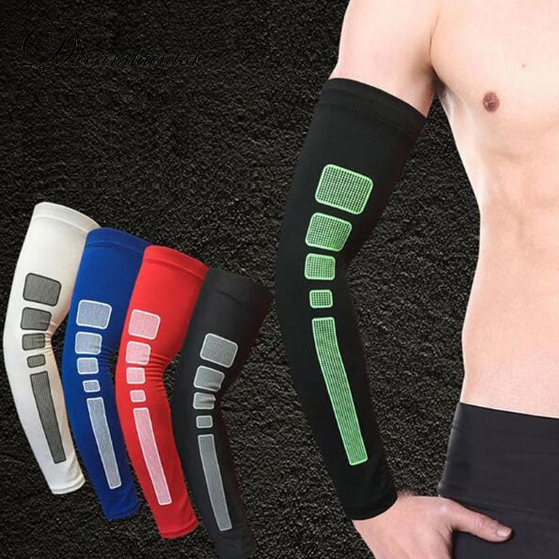 

2 pcs/Set Antiskid Compression Arm Sleeves Mens Women Silicone Cycling Basketball Arm Warmers Elbow Armband1, White