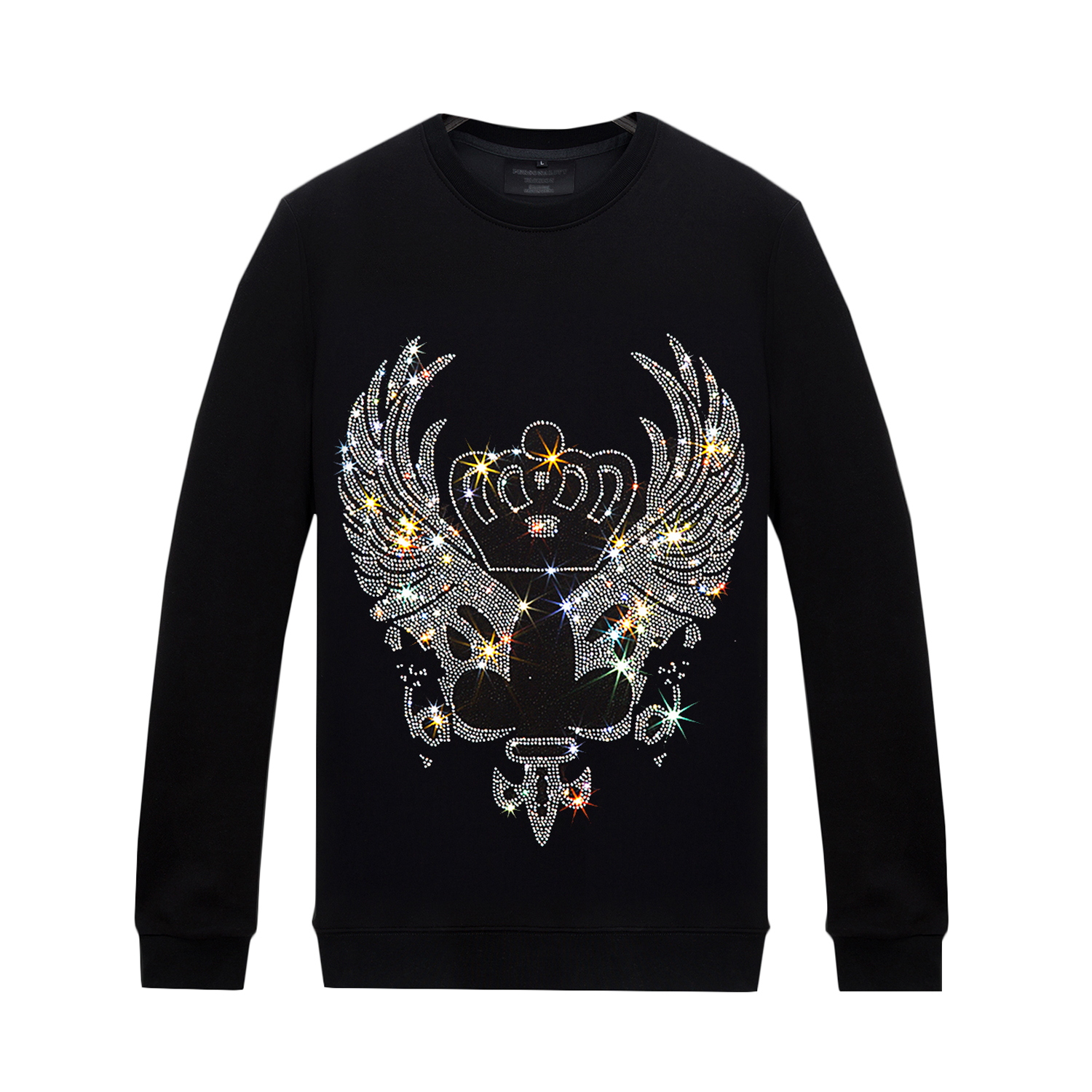 

Long Sleeve Sweatshirts for Women Men with Rhinestone Designs Crewneck Pullover Tops No Hood Autumn Winter, Thicken/Regular, 138