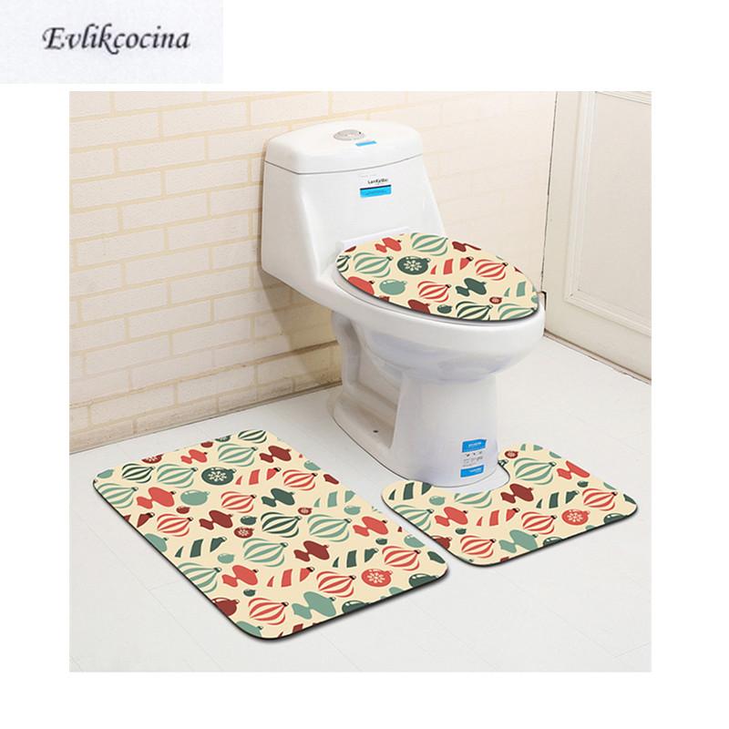 

Free Shipping 3 pcs Merry Christmas Bath Mats Anti Slip Bathroom Mat Set Tapete Banheiro Washable Toilet Rugs Alfombra Bano