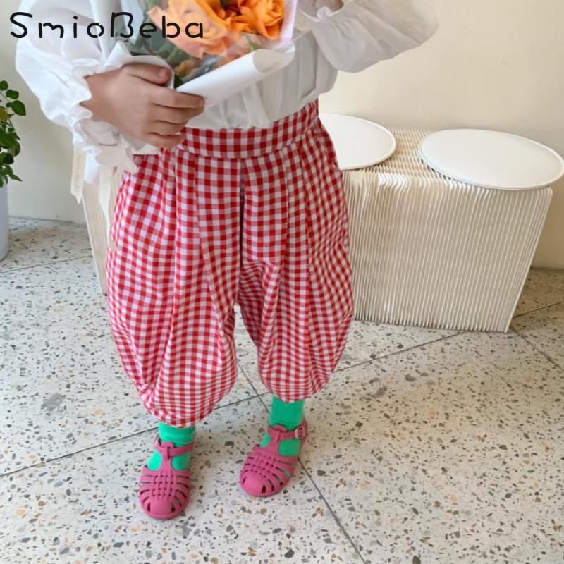 

Children's Pants 2021 Spring Infant Casual Plaid Harem Korean Toddler Baby Girl Leggings Boys Trousers 1-5 Years Japan Kid, Black