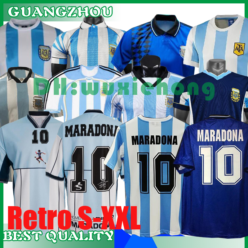 

World cup Retro 1986 1978 1994 1996 1998 2001 Argentina Soccer jersey MESSI MARADONA CANIGGIA Football Shirt Batistuta ORTEGA jerseys -XXL, 2001 home #10 maradona