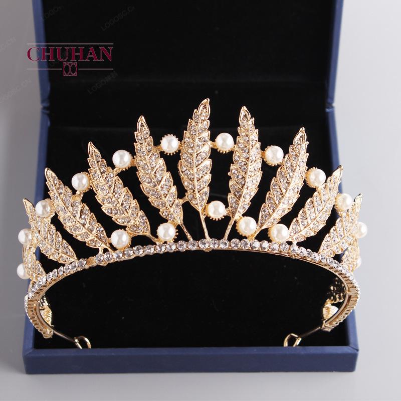 

CHUHAN Bridal Hair Jewelry Vintage Gold Headbands Tiara Leaf Headpieces Crown Bride Headwear New Luxury Wedding Accessories J436