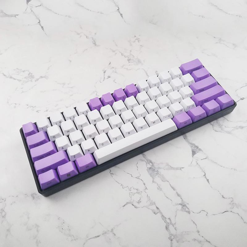 

Purple White OEM Keycaps For Mechanical Gaming Keyboard Blank PBT Key Cap GH60 XD60 Game Player 60% Key Radium Carving Print1