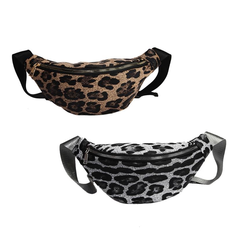 

Ladies Belt Waist Bag Mobile Phone Bag Travel Toddler Girl Nylon Leopard Crossbody Banana Hip, Khaki