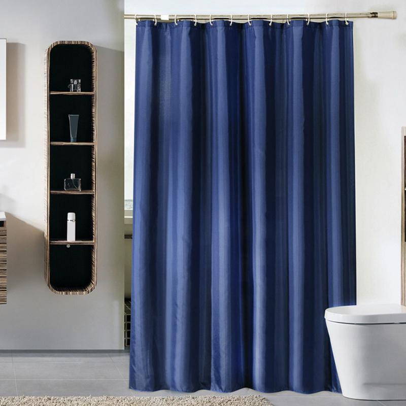 

Wide Shower Curtain With Hooks Solid Color Waterproof Bath Curtains Bathing Cover Bedroom Curtains 2 Colors