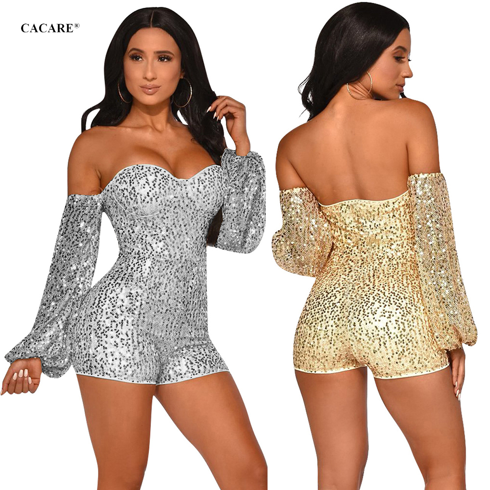Sexy Bodysuit Full Sequined Bodycon Short Jumpsuit Rompers CHEAP Shinny One Piece Overalls Women for Party Club F0642 Backless-image-426406647