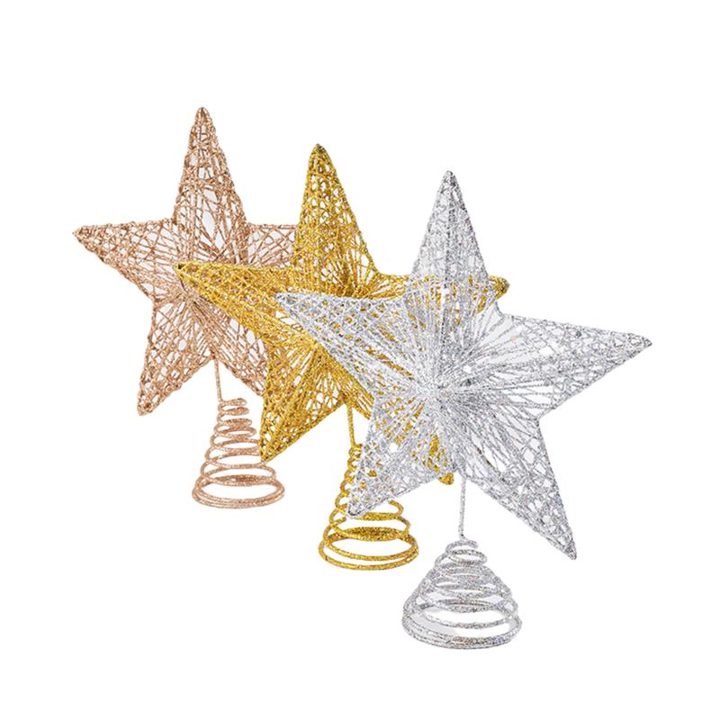 

Christmas Tree Decoration Topper Glitter Hollow Out Star Tree Topper with Light without Battery for Holiday Home Party Décor
