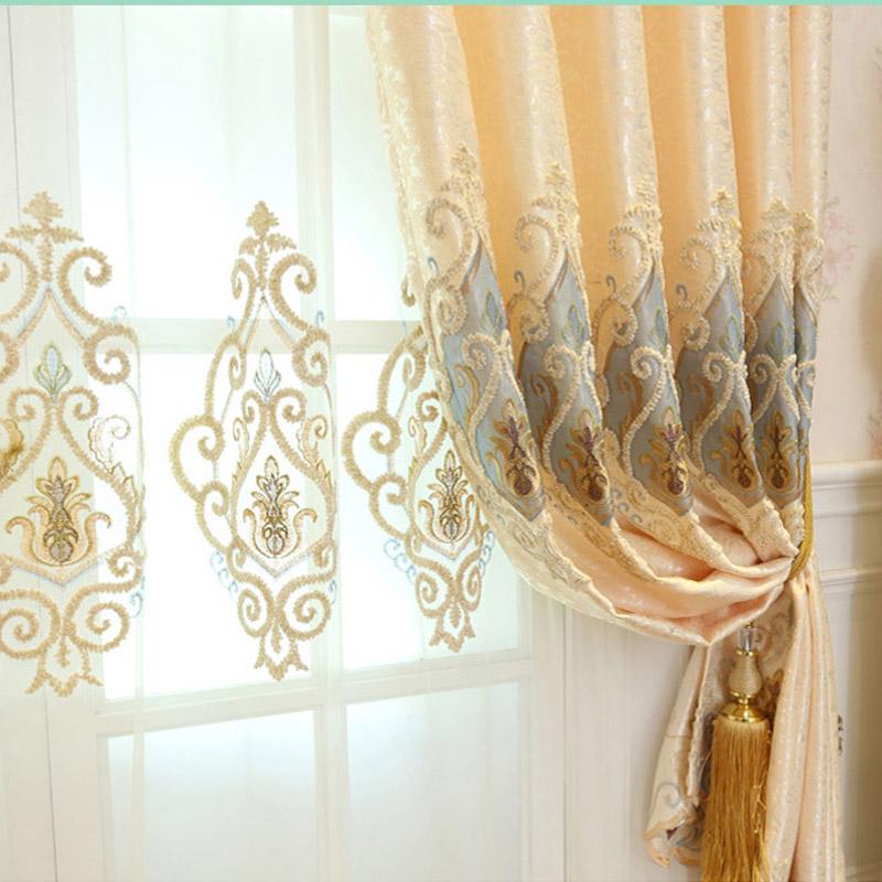 

Europe Style Embroidered Geometric Sheer Curtain For Living Room Window Bedroom Balcony Door Curtain WP303#30, Color 02 tulle