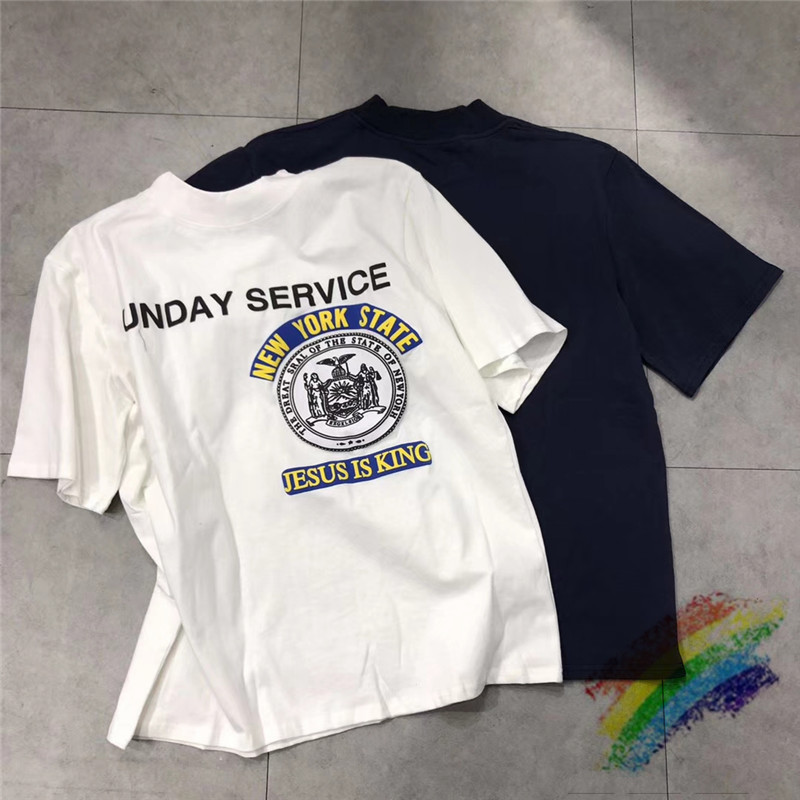 

3D Foam Printing Kanye West T shirt Sunday Service Jesus is king t-shirts Man Women New York State Top Tees 1117, White;black