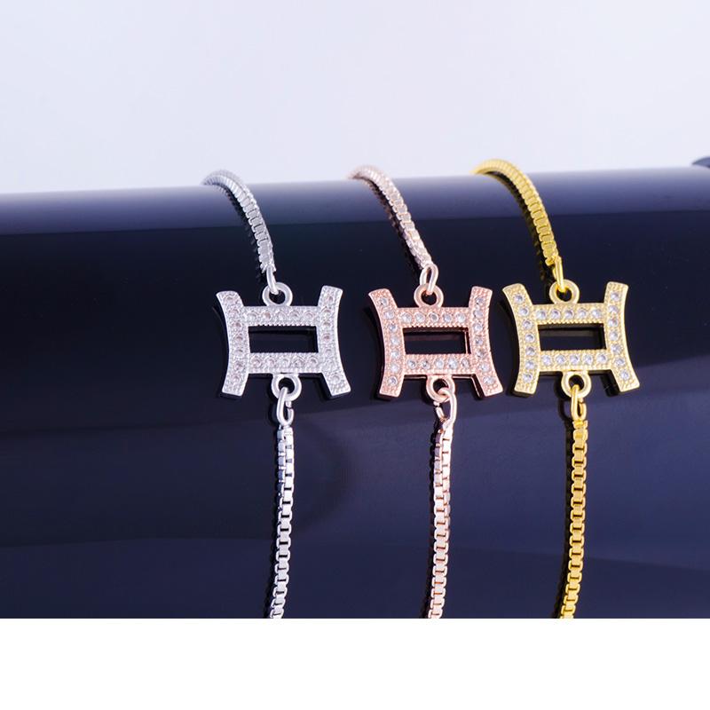 

Supplies For Jewelry Bijoux Zircon Crystal Gemini Charms Bracelets Bangles Wholesale Copper Micro Pave Chain Bracelets Diy Gifts