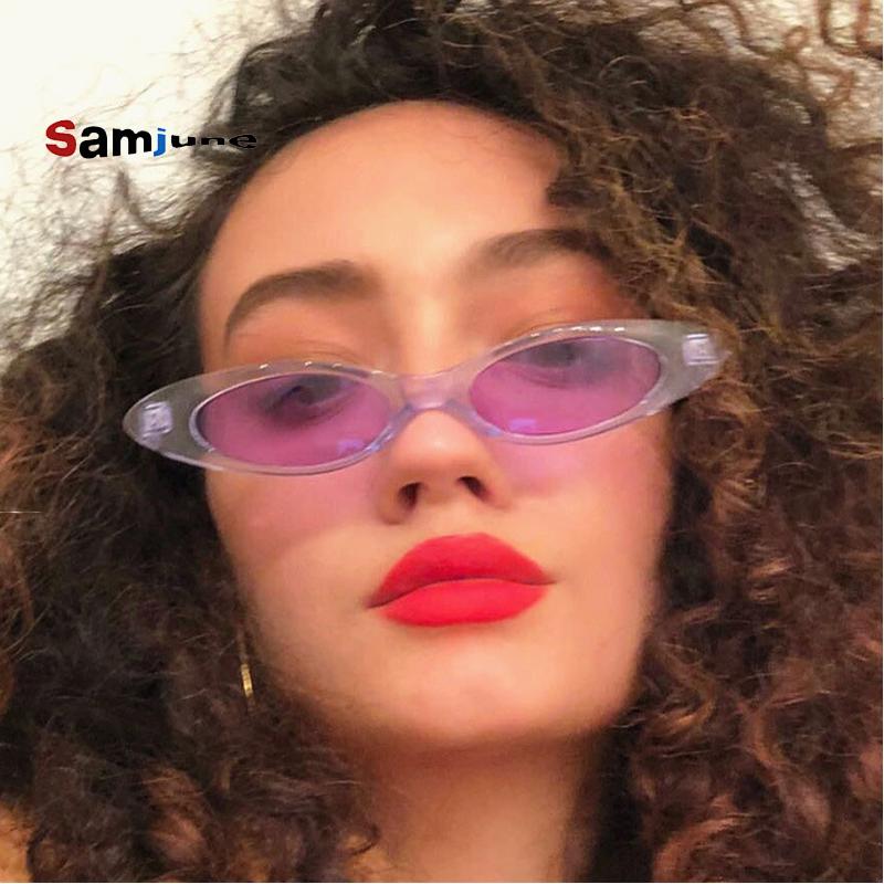 

Samjune Black Small Triangle Cat Eye Frame Sunglasses Women UV400 Retro White Vintage Female Sun glasses Red Frame Protection