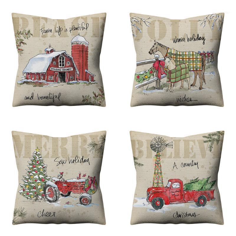 

New Style Christmas Pillow CoversWinter Holiday Home Decoration Flax Pillow Case zu he zhuang1