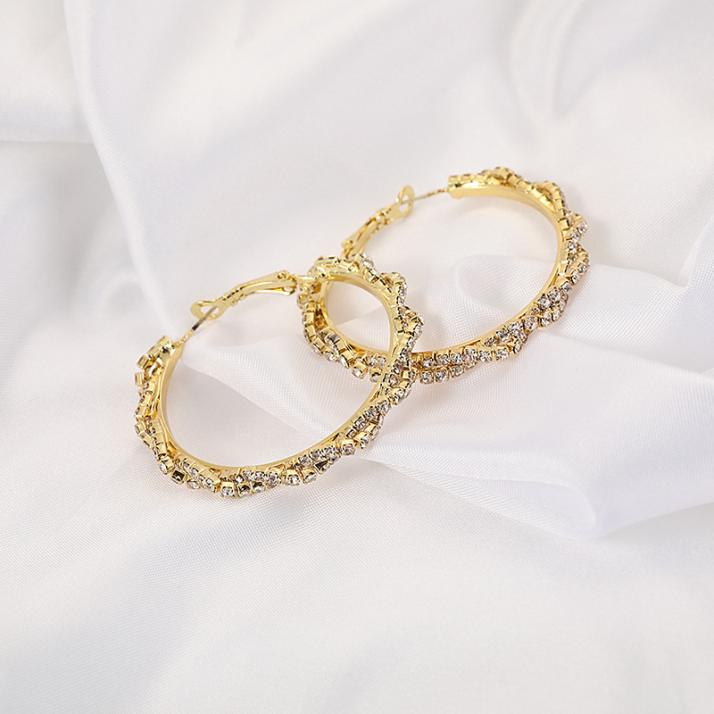 

925 Silver Needle Earrings Inlaid Rhinestone Gold Plated Hoop Earring Women Lady Round Orecchini Fashion Ear Jewelry Accessories 3 29yh G2