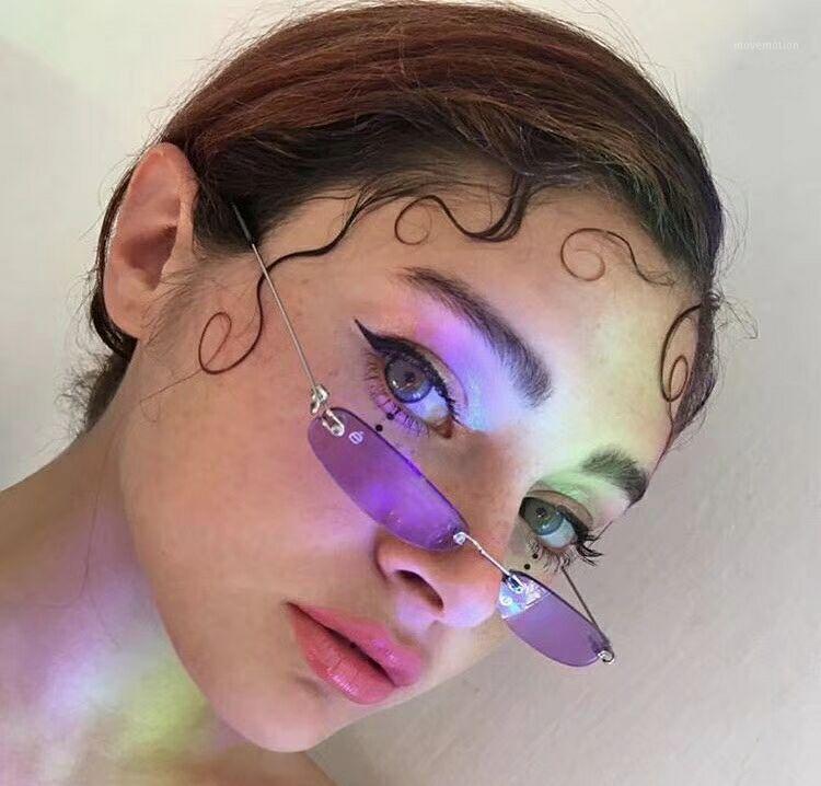 

Hot Metal Hip Hop Small Rectangular Rectangle Rimless Sunglasses UV400 Glasses Women Men1