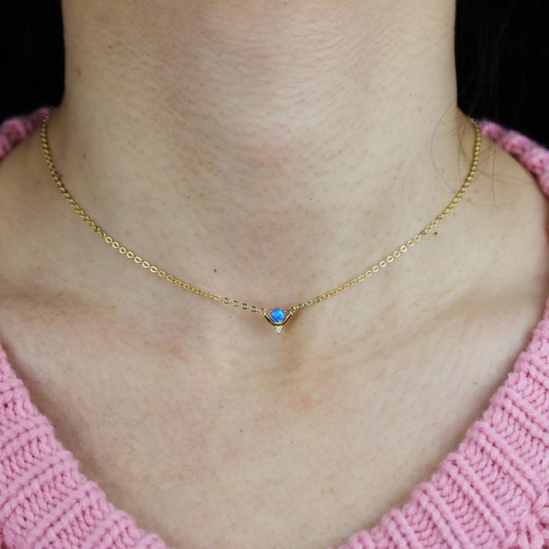 

Minimalist delicate crystal blue cz stone chocker necklace link chain for women lady girls 35+8cm statement cavicle jewelry
