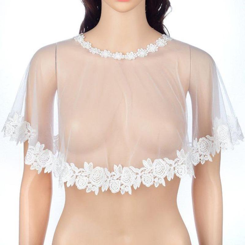 

Scarves Sexy Lace Shawl Korean Women Summer Sunscreen Thin Short Mesh Hollow Rose Hook Flowers Pullove Fake Collar Cape Cloak Scarf Q47