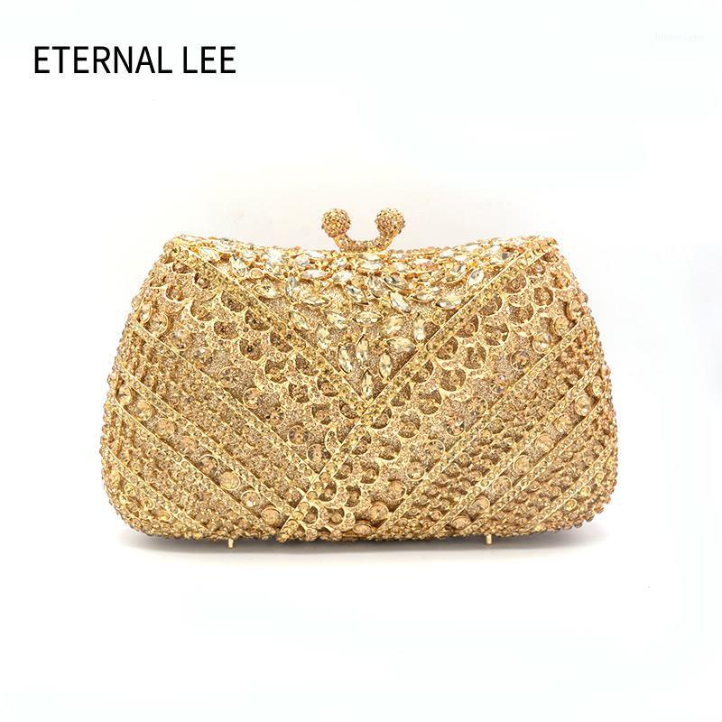 

ETERNAL LEE Handmade~Women's Luxury Fashion Crystal Bag Evening Dress Handbag Cocktail1, Gold