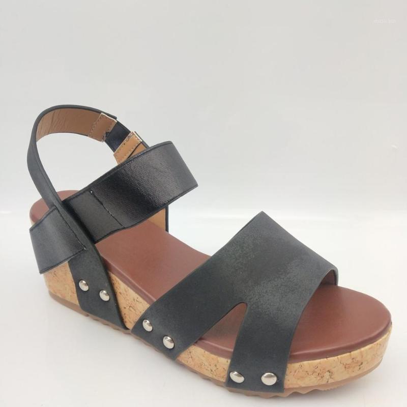 

Summer Women's Ladies Fashion Round Toe Wedges Platform Casual Shoes Sandals Summer Plus Size Wedge Wedge Sandals dropshipping1, Black