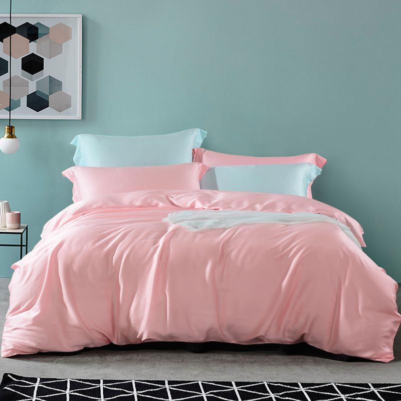 

Nordic satin double-sided 60s tencel four-piece bedding set bed linen euro, As picture show
