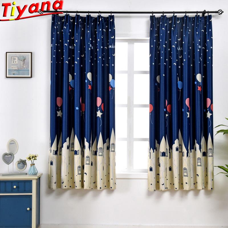 

Blue Blackout Curtains for Living Room Balloon Curtains Moon and Star for Kid's Room Child's House PC025#30, Cloth 02