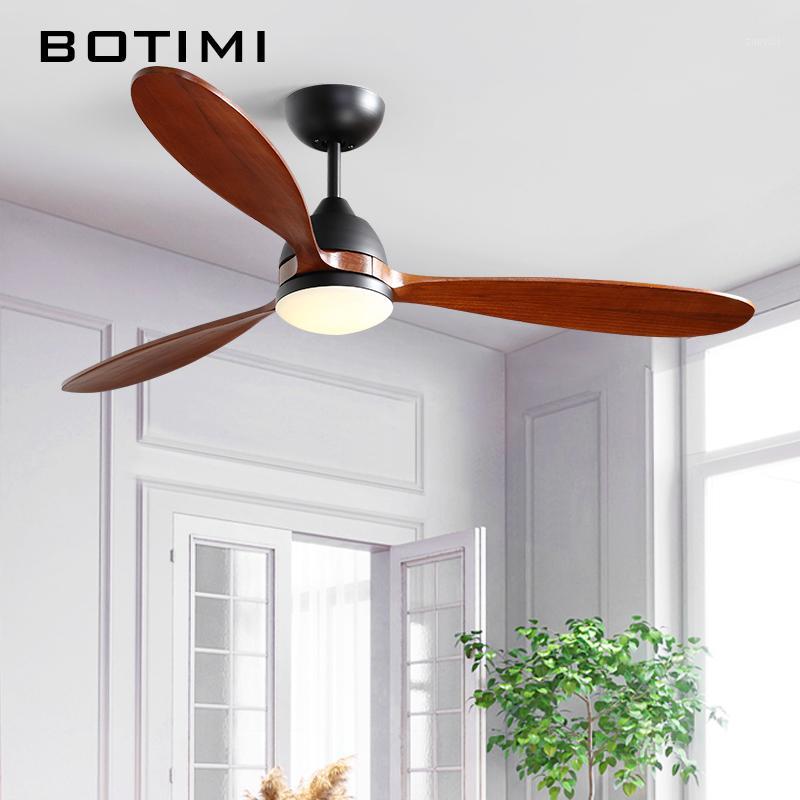 

BOTIMI LED Solid Wood Ceiling Fan With Lights For Living Room White Electric Fan Dining Room Black Bedroom Motor Cooling Lamps1