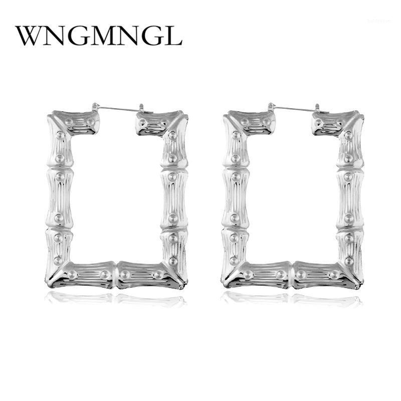 

WNGMNGL New Design Women Hoop Earrings Large Gold Silver Color Metal Big Hoop Earring Bamboo Earring Party Jewelry1
