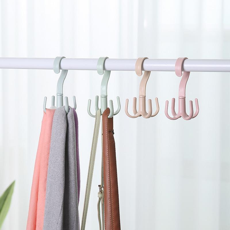 

Creative Four-Jaw Hook 360 Degree Rotatable Wardrobe Multi-Function Hanging hook Bag Tie Drying Rack Clothes Hangers