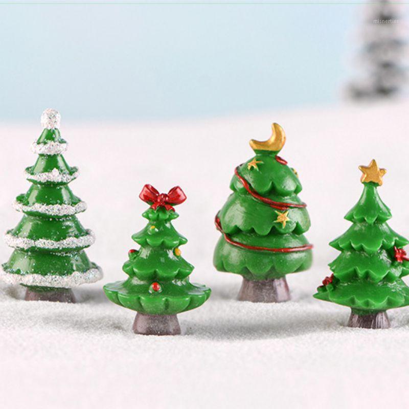 

7Pcs/Set Christmas Micro Landscape Snow Resin Xmas Tree Statue Miniature Decoration DIY Fairy Garden Doll House Decor1