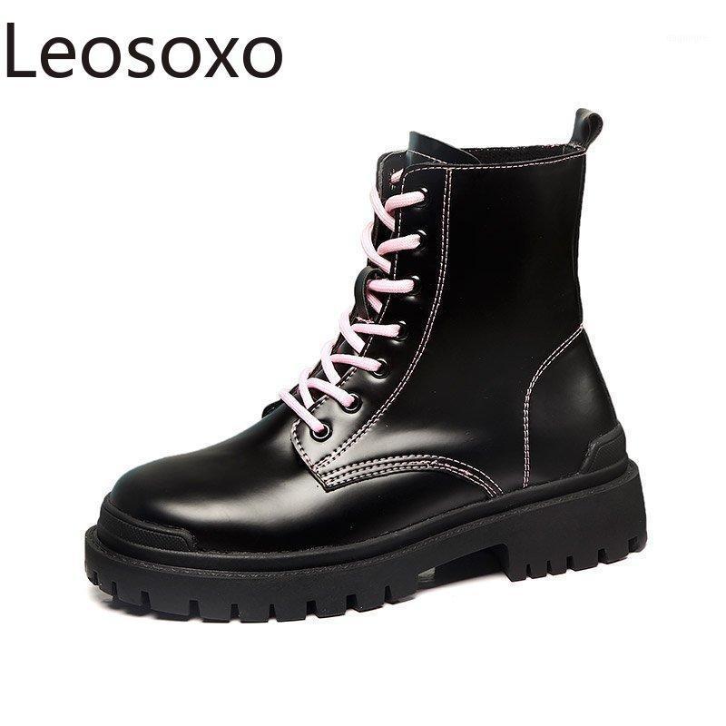 

Boot Woman Winter 2021 Round Head Ankle Boot Thick Fashion Womens Boots Pink Lace-up Lady Shoe Black Women Boots1, Beige