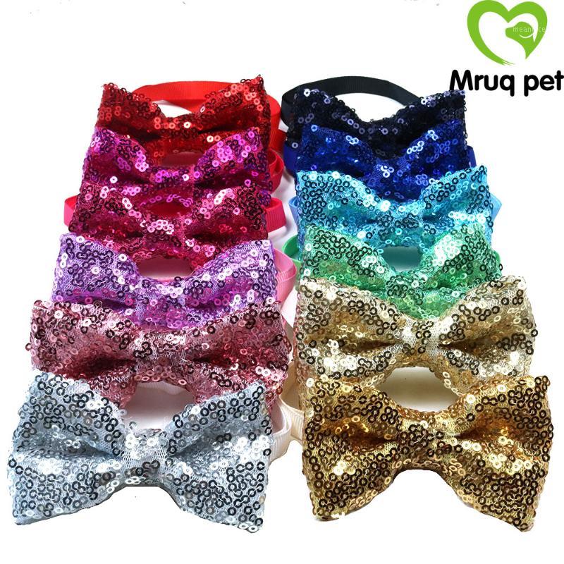 

60PCS Pet Dog Cat Puppy Bow Ties Adjustable Shinning Sequins Bowknot Dog Bowties Grooming Bows Accessories Pet Supplies1, Mixed colors
