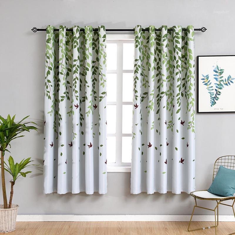 

Rustic Short Curtains for Kitchen Pastoral Plant Bedroom Decorations Window Curtain Living Room Green Drapes1, White