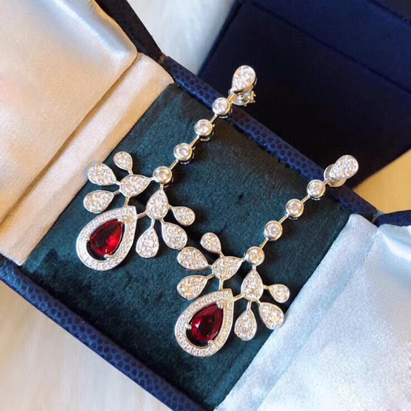 

2020 High Fashion Dangle Earrings Luxury Fine Jewelry For Women Party Wedding Tassels Earrings Silver Color Hand Inlay Zircon