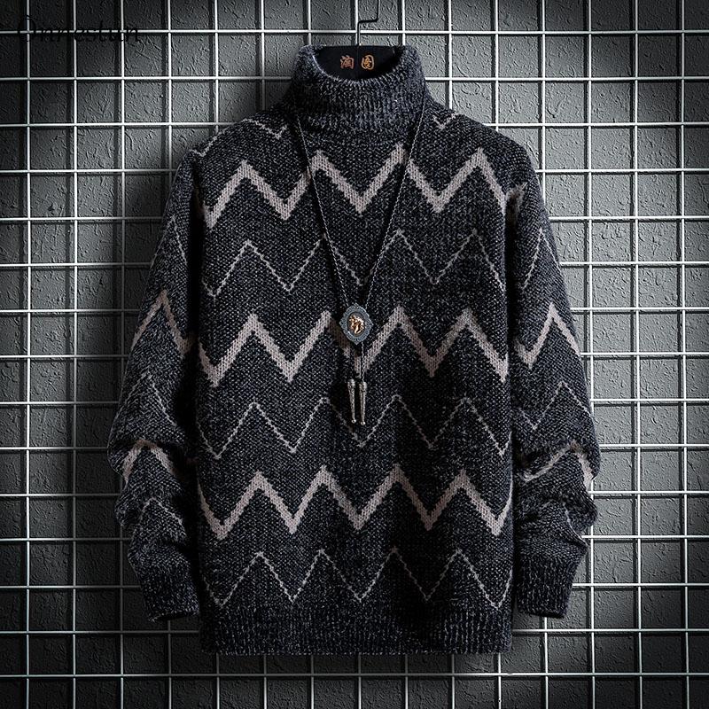 

Onnestun Harajuku Sweater Men New Winter Warm Turtleneck Men's Sweater Pullover Casual Thickened anti-mink down Man Tops, Black