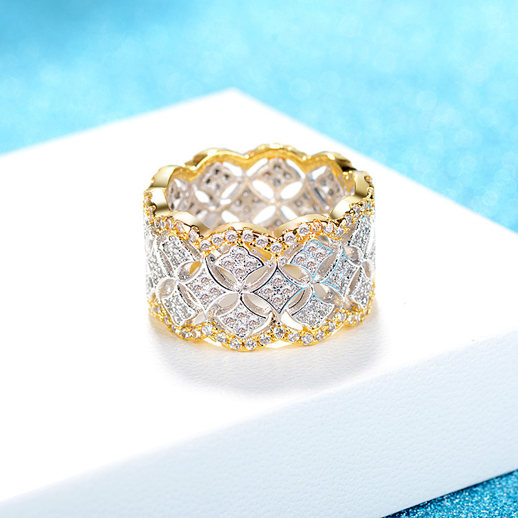 

Manufacturer's new color separation and micro-inlaid ring, luxury and high-end, popular in Europe and America, simulation wedding ring propo