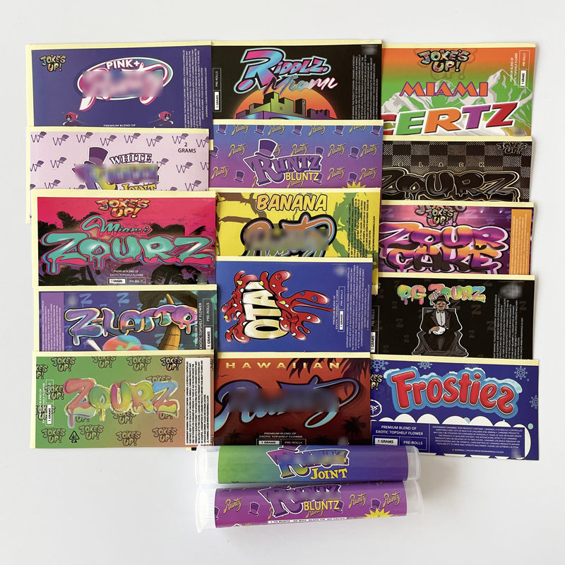 

Empty Pre roll Packaging Plastic Preroll Tubes with Stickers 18*116mm Children Proof Tubes White Runtz Zourz