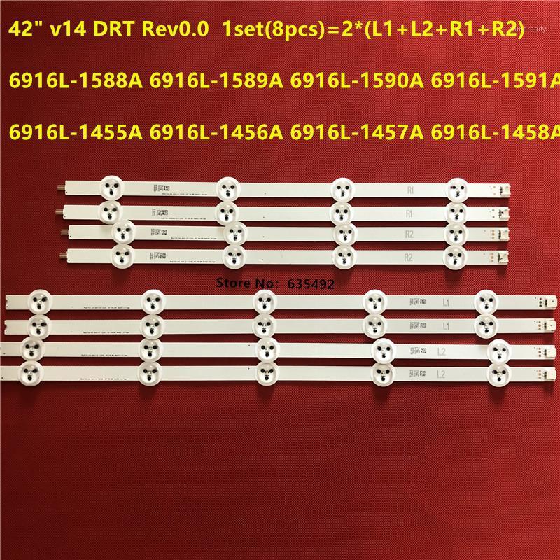 

100% New 1set=8pcs LED strip 42"V14 DRT Rev0.0 R1 R2 L1 L2-type 2 6916L-1588A 6916L-1589A 6916L-1590A 6916L-1591A for LC420DUN1