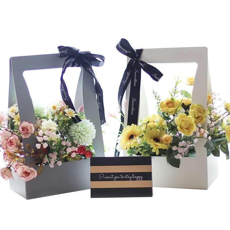 

High Quality Portable Flower Box Florist Packaging Box Foldable Flower Arrangement Vase Wedding Decor Paper Gift Bags