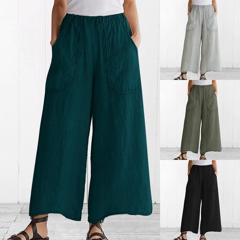 

Sexy Women Wide Leg Casual Yoga Pants Yoga High Waist Broad-Legged Pants Sports Running Trousers With Pockets Sport Leggings1, Green2