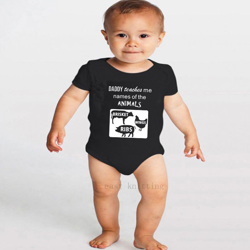 

Newborn Baby Clothes Cotton Romper Playsuit Sunsuit Outfits Infant Boys Girls Summer Rompers Daddy Animals Kids Jumpsuits 0-24M1, Black
