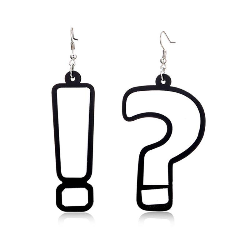 

Stud 3D Fashion Women Earrings Creative Question Mark Exclamation Drop Pendant Trend Wild Asymmetric Earring Jewelry Gift