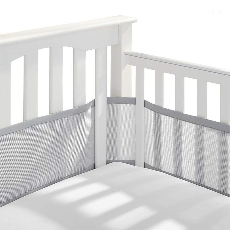 

2pcs grey white mesh Crib Bumper Pads Crib Protection Infant Cot Baby Room Decor Liner Set For Baby Boys Girls 320+150cm1