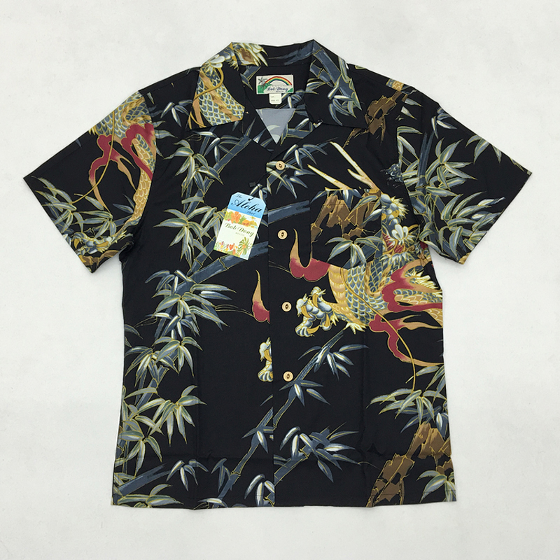 

standard bamboo dragon aloha'Hawaiian man-made shirts black camp collar 9N9L, Beige
