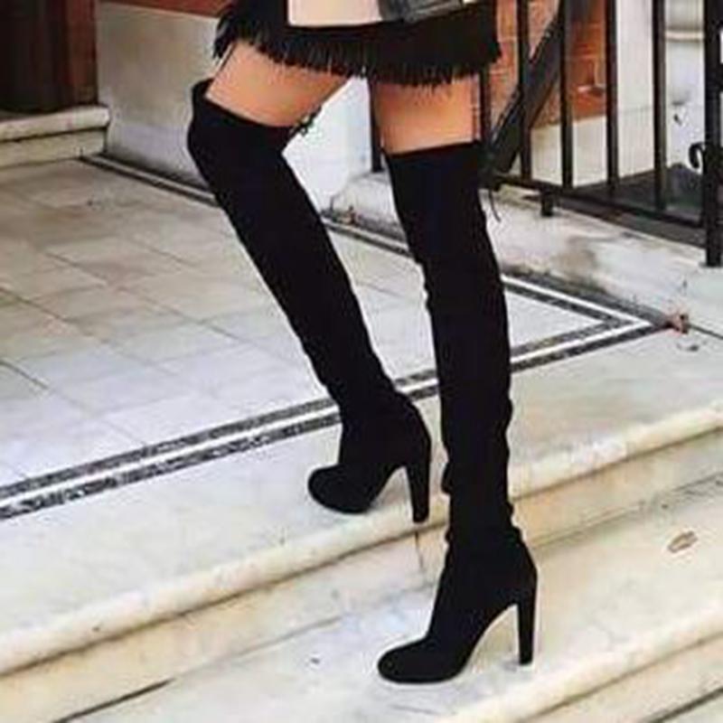 

Adisputent Winter Shoes Women Thigh High Heels Boots Fashion Suede Leather Lace up Female Over The Knee Boots Woman Plus Size 43, Rosy red